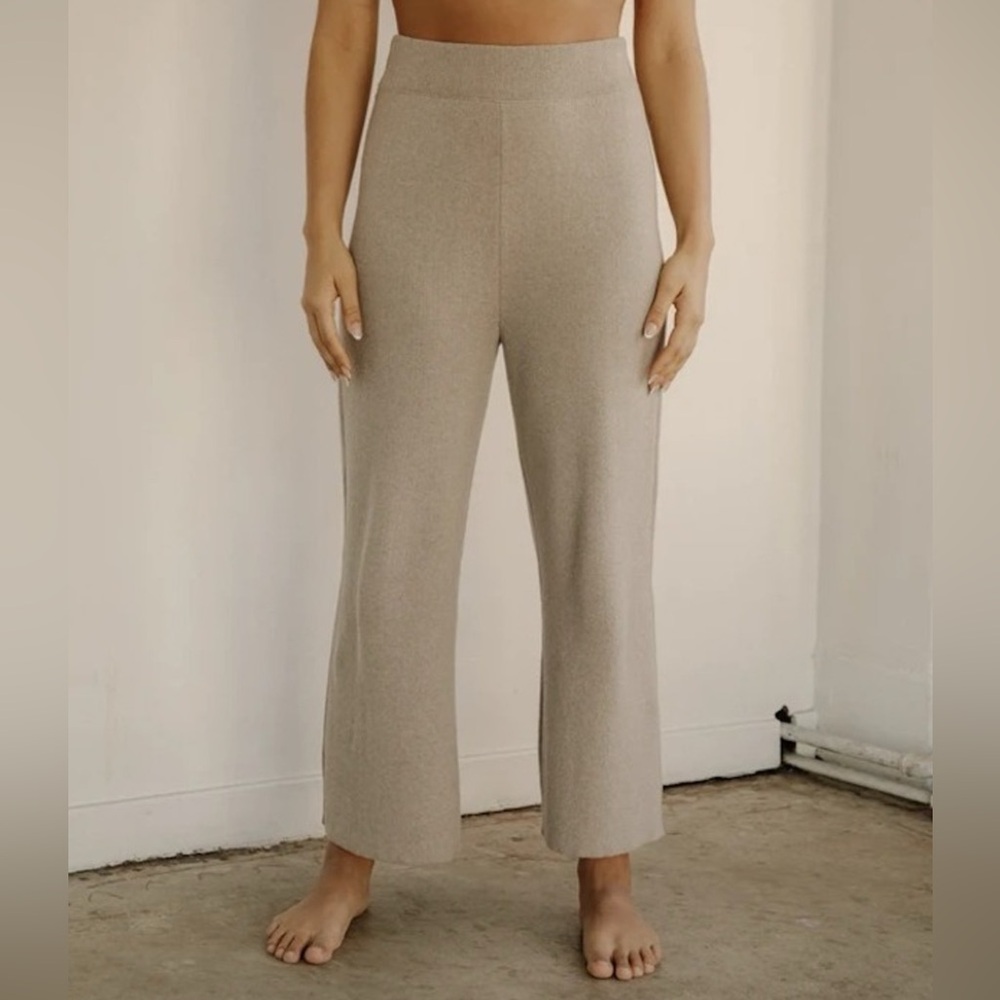 Bare Knitwear knit cotton coastal pants in fawn XS/S